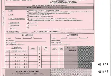 Le contrat mouvements à utiliser systématiquement pour vous accompagner sur toutes les questions à se poser lors d’un mouvement.


Le contrat mouvements simplifie et optimise les questions que chacun (vendeur, acheteur, transporteur et vétérinaire sanitaire) doit se poser lors d’un mouvement. La partie haute du document « ÉLEVEURS » est à compléter et signer par le vendeur et l’acheteur (choix du contrôle avant départ ou à l’arrivée, maladies et animaux concernés par le contrat e...