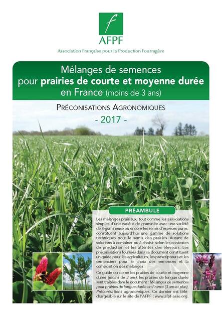 Un Nouveau Guide Pour Les Prairies Multi Espèces De Courte Durée Réussir Pâtre 