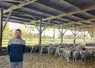 Un éleveur se tient dans une bergerie.