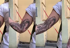 <em class="placeholder">Quatre vues du tatouage de bélier se transformant en loup</em>