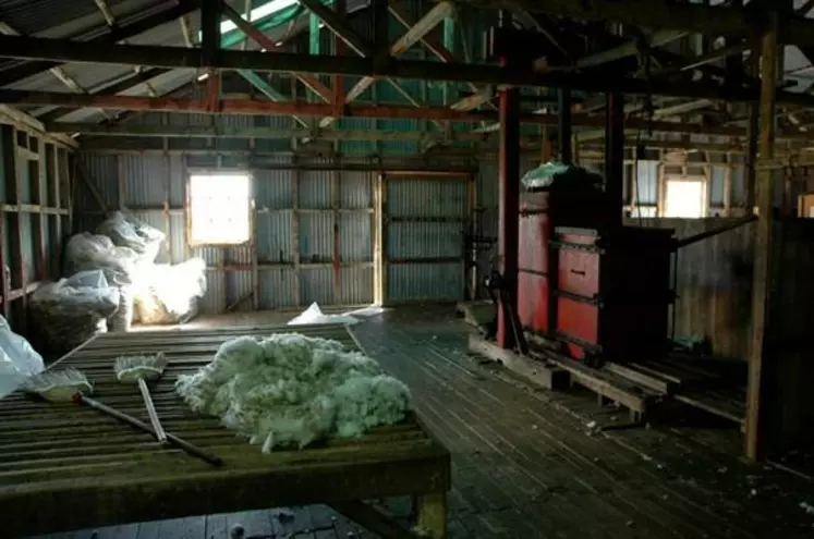 Le hangar de tonte des moutons