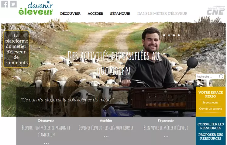 "Devenir éleveur" est une plateforme collaborative en ligne qui vise à améliorer l’attractivité du métier d’éleveur. © CNE