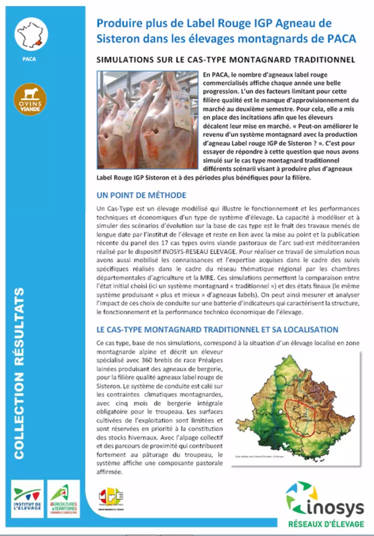 Un document de six pages qui présente la simulation complète peut être téléchargé sur le site www.idele.fr. © Idele/Inosys/MRE