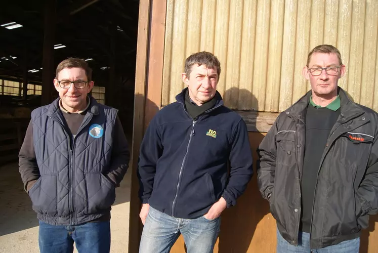 Philippe, Patrick et Emmanuel ont tous un profil de cultivateur. C'est Emmanuel qui est responsable du troupeau, aidé par Patrick. © J.-M. Bidoire