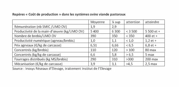 Repères « Coût de production » dans les systèmes ovins viande pastoraux © Inosys Réseaux d’Élevage, ...