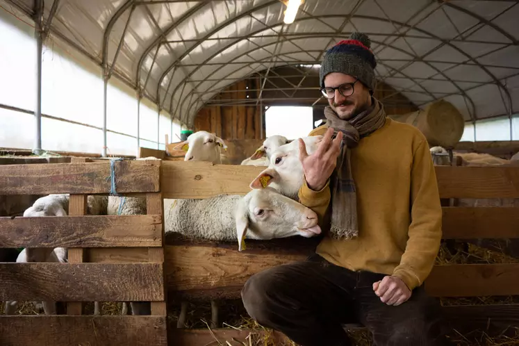 Ulysse dans sa bergerie à Lafage dans l’Aude, travaille en confiance avec son associé et ami. © J Bonnery