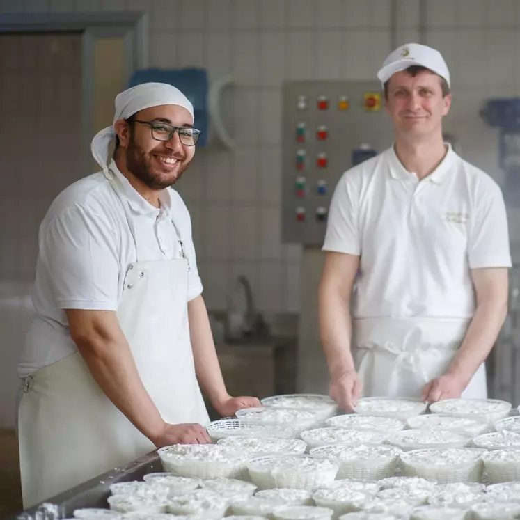 Fromagers au travail.