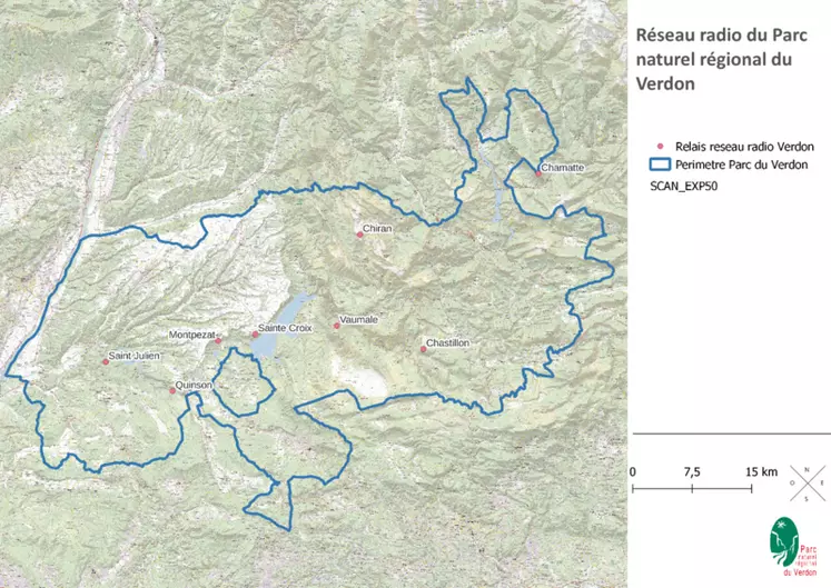 Carte géographique du parc naturel régional du Verdon, en Porvence-Alpes-Côte-d'Azur.