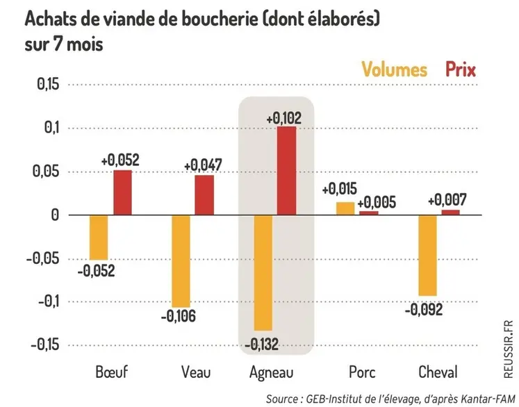 <em class="placeholder">Achats de viande de boucherie (dont élaborés) sur 7 mois</em>
