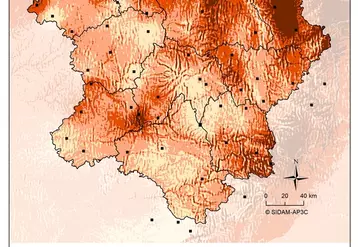 Avec les projections climatiques basées sur les données des stations météo locales, les cartes produites par AP3C sont plus précises et plus fines au niveau du territoire. © Sidam-AP3C V. Caillez