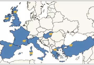 Les pays partenaires d'EuroSheep sont la France, l’Espagne, l’Italie, la Hongrie, la Grèce, la Turquie, le Royaume-Uni et l’Irlande. © EuroSheep