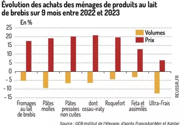 Achats français de produits au lait de brebis en recul en 2023