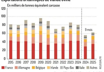 <em class="placeholder">Graphique : Exportations britanniques de viande ovine©GEB-Institut de l'élevage d'après HMRC</em>