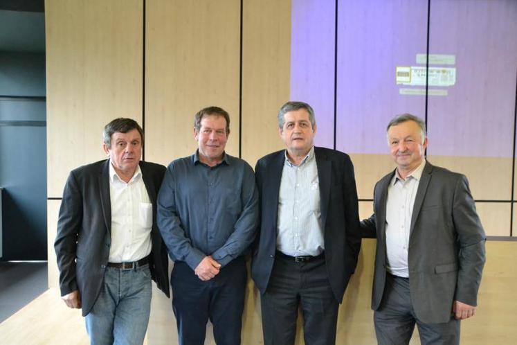 Alain Bou, président du comité technique Tarn, Gérard Saby, président du comité technique de l’Aveyron, Dominique Barrau, président de la Safalt et Gerg Musard, président du comité technique du Tarn-et-Garonne (absent sur la photo, Aurélien Constant, président du comité technique du Lot).