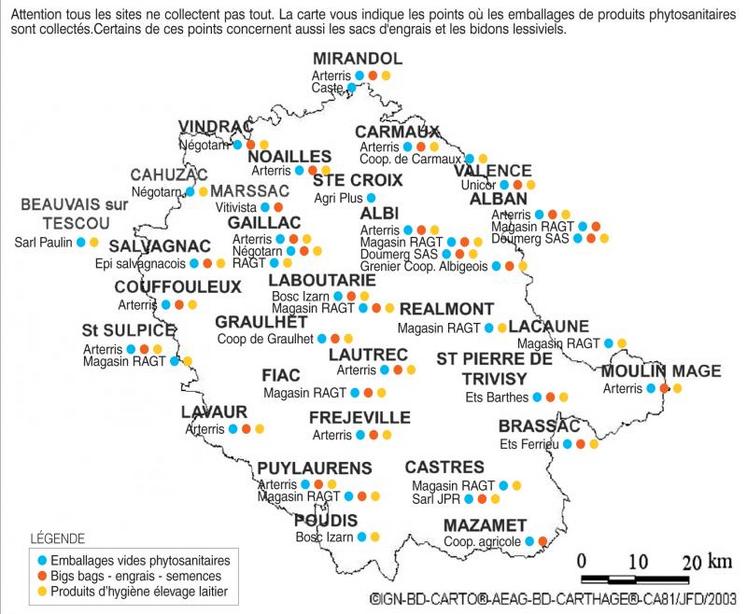 Les sites de collecte d'emballages vides