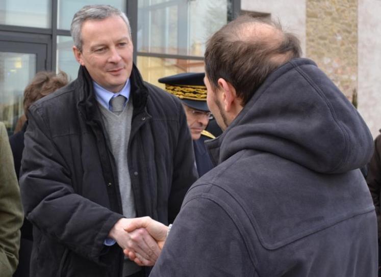 Février - Bruno Le maire, ministre de l’agriculture, effectuait un déplacement sur la circonscription du député Bernard Carayon, jeudi 2 février