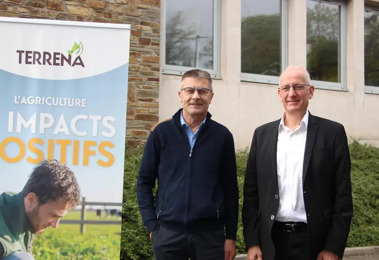 <em class="placeholder">« Face à une consommation sous tension, il est important de bien comprendre le besoin pour s’adapter » a insisté Olivier Chaillou (à gauche), président de Terrena, ...</em>