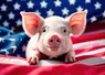 National Pig Day in the USA, little pig, home farm, American flag