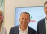 <em class="placeholder">Philippe Manry, directeur nutrition animale, (au centre),Sophie Thouenon, responsable RSE, et Antoine Leneveu,directeur national ponte, ont présenté les actions de ...</em>