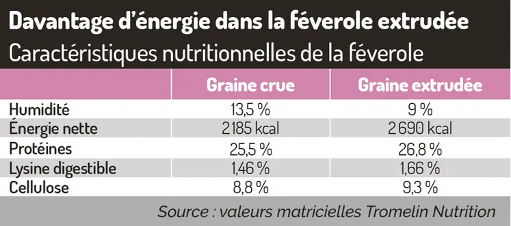 <em class="placeholder">Davantage d’énergie dans la féverole extrudée grâce à la cuisson de l’amidonCaractéristiques nutritionnelles de la féverole crue et extrudée</em>