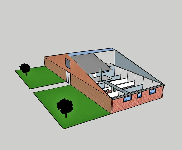 <em class="placeholder">Prototype 3D d&#039;une salle d&#039;engraissement de 12 cases.</em>