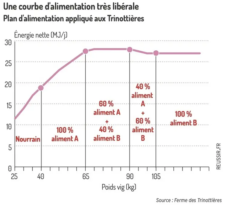 <em class="placeholder">Graphique - Une courbe d'alimentation très libérale Plan d'alimentation appliqué aux Trinottières</em>