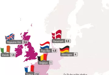 Nombre de porcs mâles entiers abattus par pays en Europe (en million)  © Ifip
