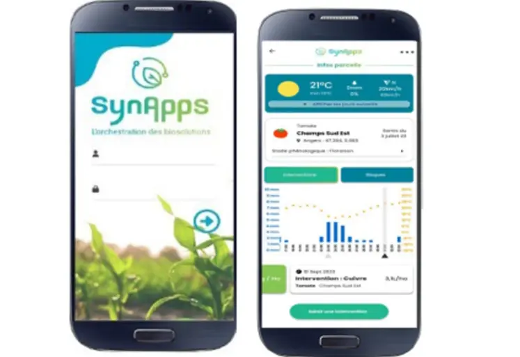 écran de smartphone affichant l'application snynapps