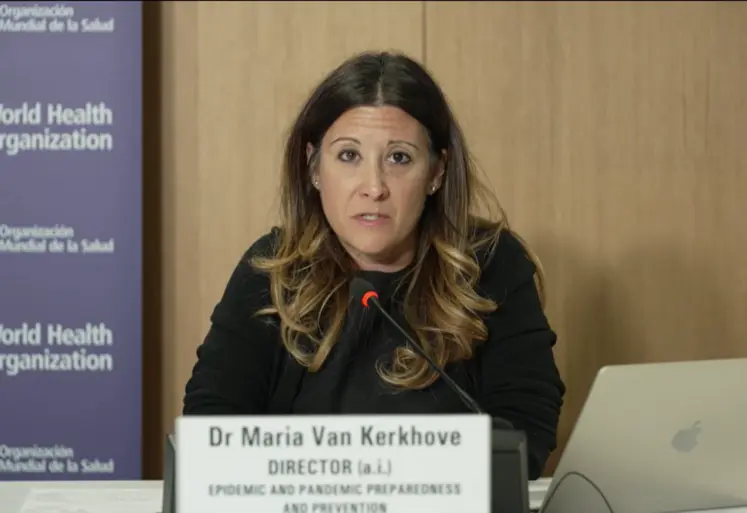 Maria Van Kerkhove, directrice du département Prévention et préparation aux épidémies et pandémies à l’Organisation mondiale de la santé (OMS), parlant lors d'une conférence de presse. .