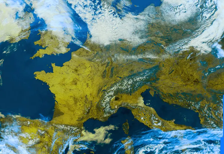 Image de la France prise par un satellite géostastionnaire. 
