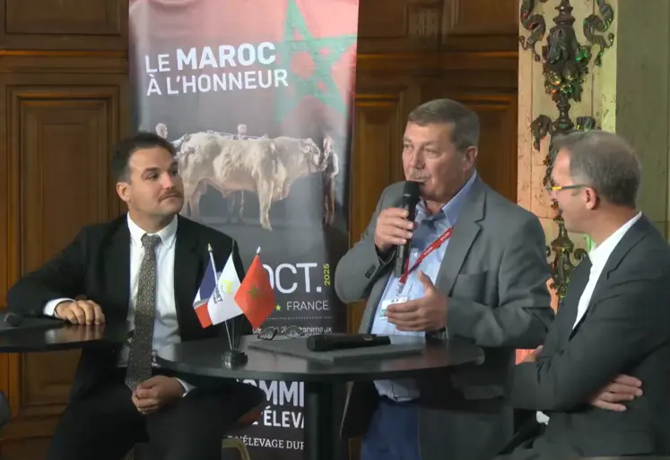 Victor Berthon, Responsable développement et digital du Sommet de l’élevage, Jacques Chazalet, président et Benoît Delaloy, nouveau commissaire général en conférence de presse. 