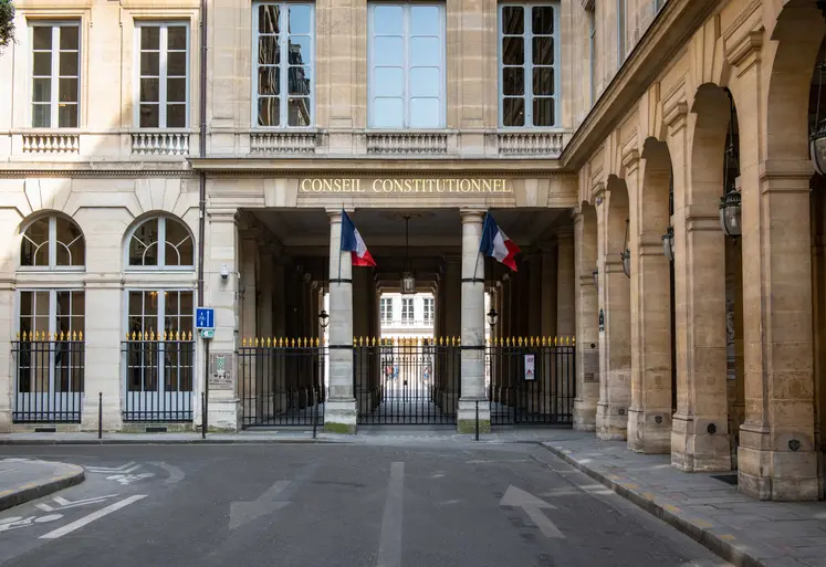 Façade du Conseil constitutionnel à Paris.