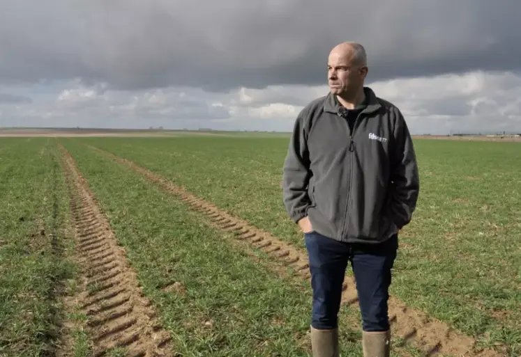 Arnaud Rousseau, président de la FNSEA, en février 2024 sur son exploitation agricole de Trocy-en-Multien, en Seine-et-Marne.