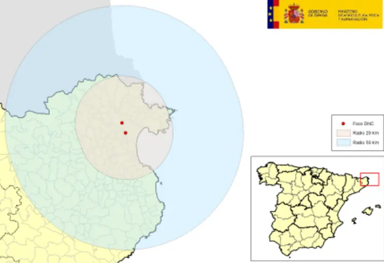 Carte des cas de DNC en Espagne