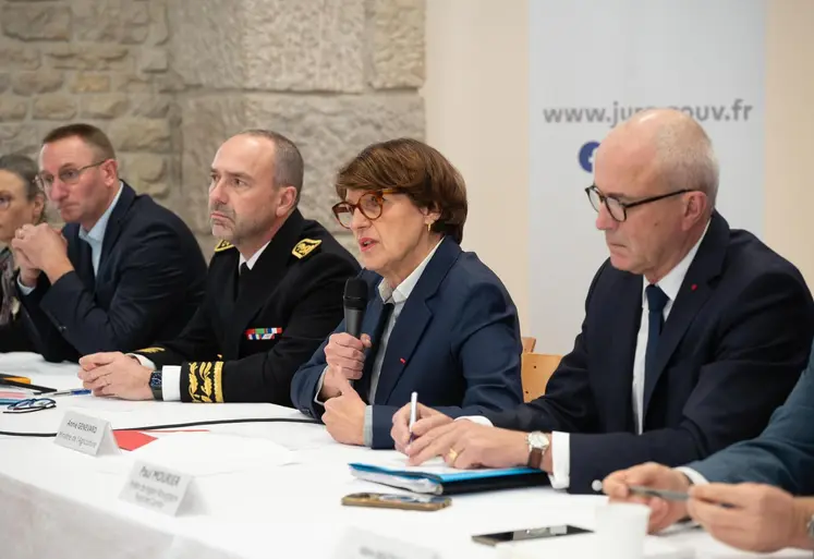 Annie Genevard ce 17 octobre à l’issue d’un comité national d’orientation de la politique sanitaire animale et végétale (Cnopsav)