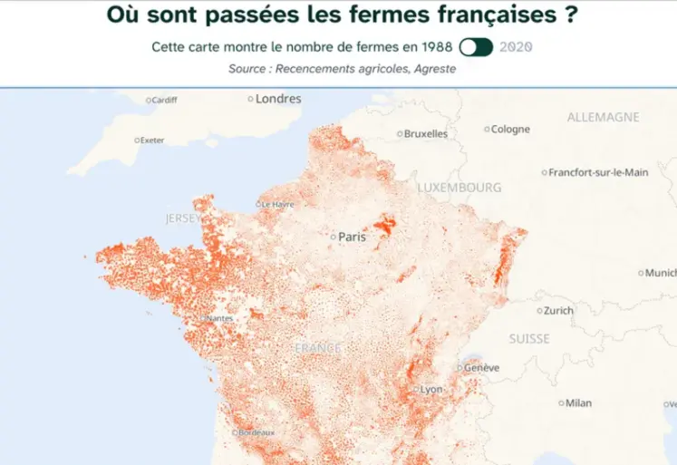 Carte de Terre de Liens sur l'artificalisation