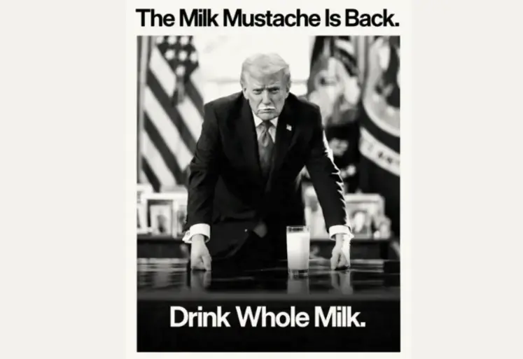 Donald Trump fait la promotion du lait entier sur les réseaux sociaux avec une moustache blanche !