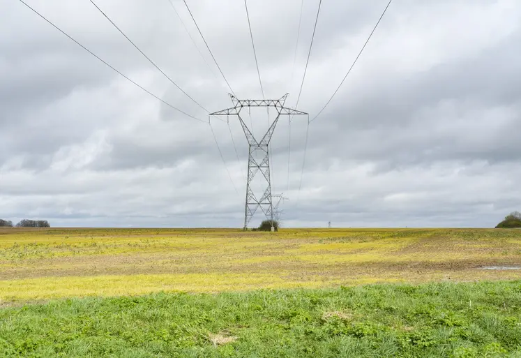 pylone électique dans des champs