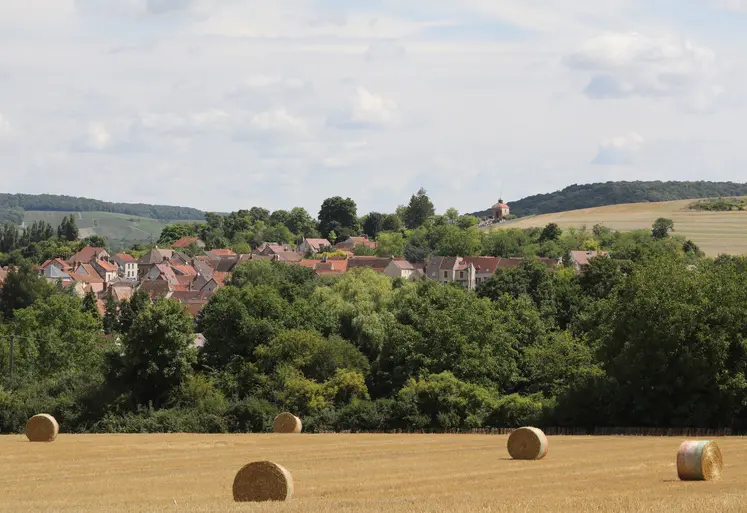 Parcelles agricoles et villages de campagne marnaise  
