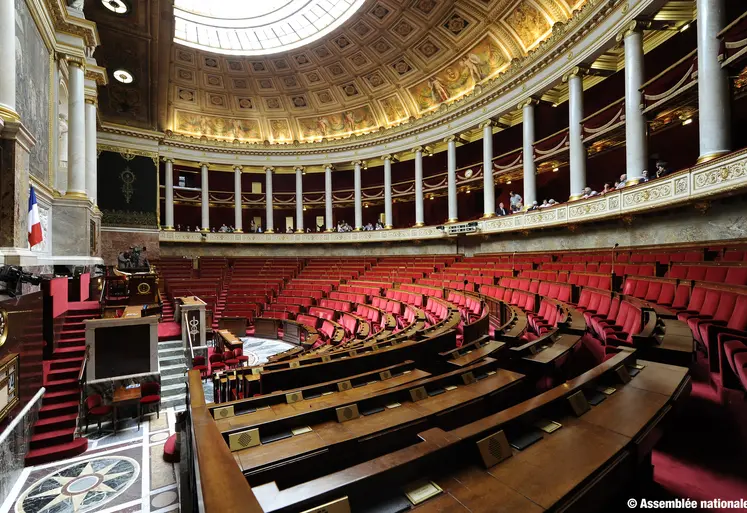 Hémicycle de l'Assemblée nationale vide 