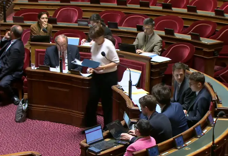 Annie Genevard au Sénat lors de l'examen du projet de loi d'urgence agricole