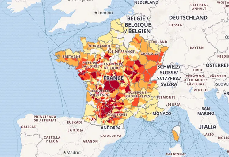 Carte de la situation des eaux superficielles en France au 9 juillet 2026