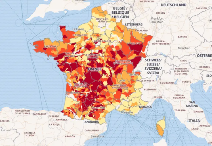 Carte de la situation des eaux superficielles en France au 21 juillet 2026