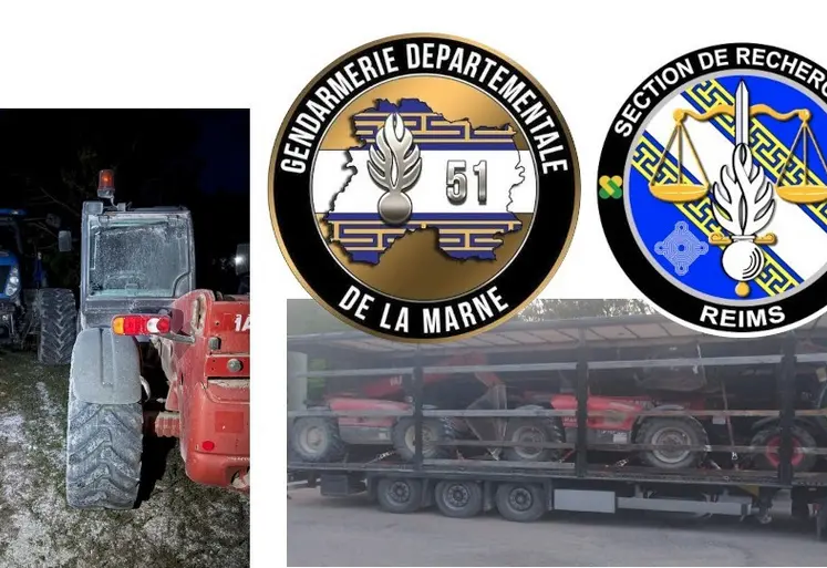 Engins téléscopiques agricoles retrouvés par la gendarmerie nationale