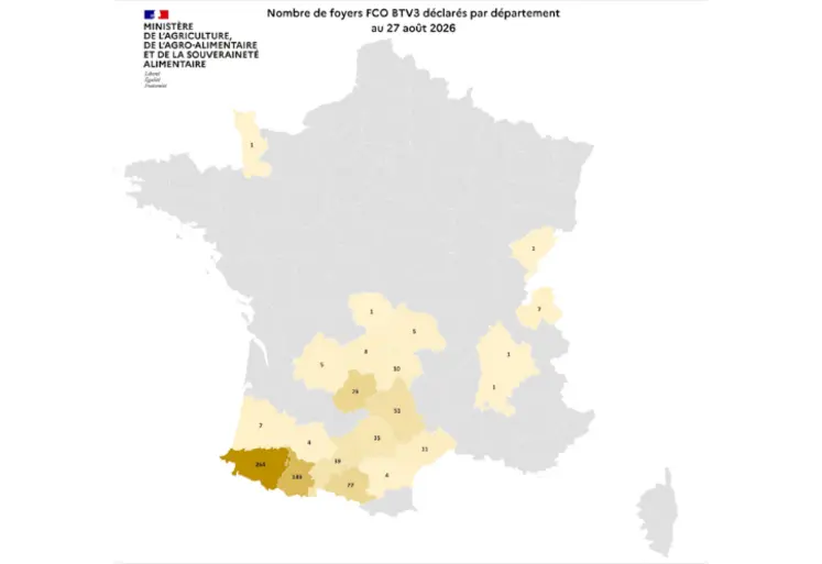 Carte des foyers de la FCO 3