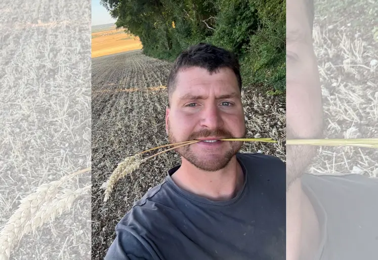 Aurélien Masson, agriyoutubeur dans la Meuse dans un champ