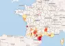 Carte de la France et des zones en alerte.