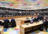 Salle de réunion du Conseil de l'Union européenne, à Bruxelles, où se rassemblent les ministres de l'Agriculture des États membres de l'UE. 