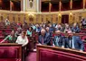  Annie Genevard et les sénateurs Pierre Cuypers (rapporteur du texte), Laurent Duplomb et Franck Menonville coauteurs de la proposition de loi visant à lever les contraintes à l’exercice du métier d’agriculteur le 2 juillet après le vote.