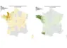 Cartes des foyers de FCO3 et FCO8 enregistrés entre le 1er juin et le 18 septembre 2025 en France